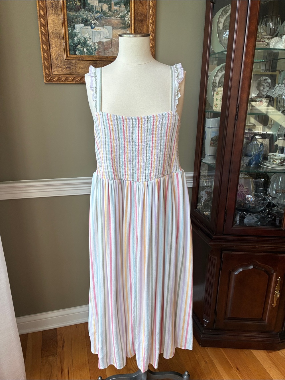 Torrid White Multicolor Pastel Stripe Smocked Sundress Size 2 (18-20)